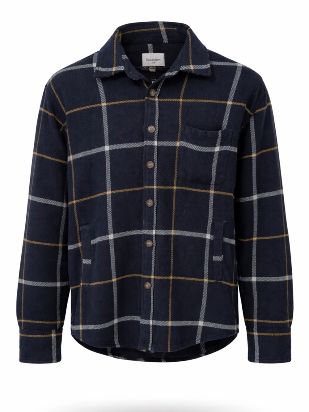 Goodfellow & Co Men’s Medium Blue Plaid Flannel Shirt Jacket Button Front
